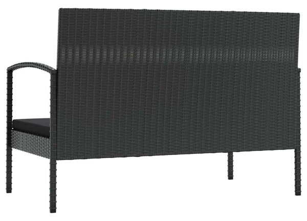 16 részes fekete polyrattan kerti ülőgarnitúra párnákkal