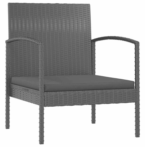 8 részes fekete polyrattan kerti ülőgarnitúra párnákkal