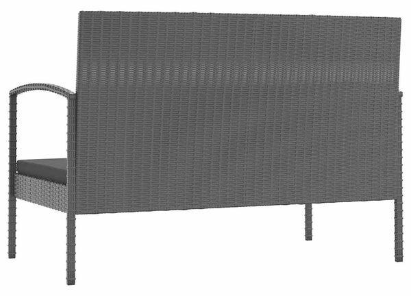 8 részes fekete polyrattan kerti ülőgarnitúra párnákkal