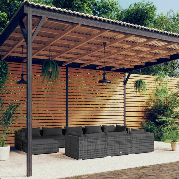 VidaXL Polyrattan Kerti Ülőgarnitúra - 10 részes - Szürke