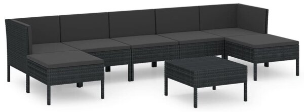 VidaXL Polyrattan Kerti Ülőgarnitúra - 8 részes - Fekete