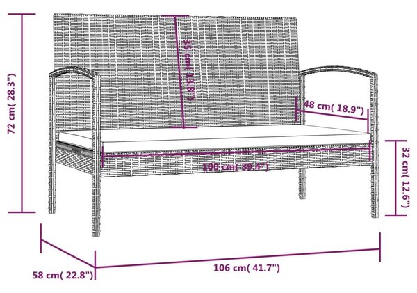 8 részes fekete polyrattan kerti ülőgarnitúra párnákkal