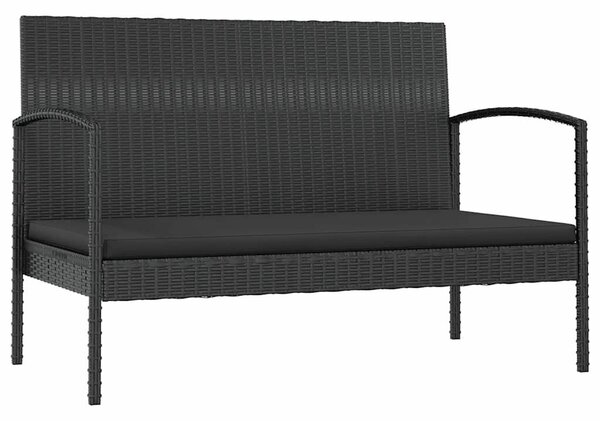 8 részes fekete polyrattan kerti ülőgarnitúra párnákkal