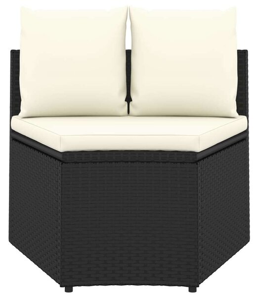 VidaXL 5 részes fekete polyrattan kerti kanapészett párnákkal