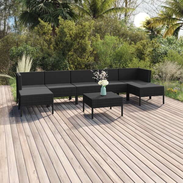 VidaXL Polyrattan Kerti Ülőgarnitúra - 8 részes - Fekete