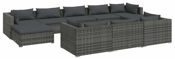 VidaXL Polyrattan Kerti Ülőgarnitúra - 10 részes - Szürke