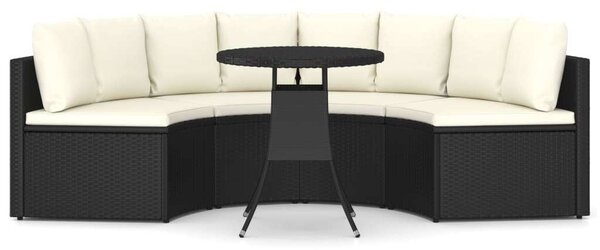 VidaXL 5 részes fekete polyrattan kerti kanapészett párnákkal