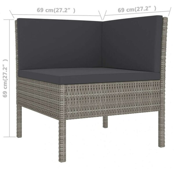 Polyrattan Kerti Ülőgarnitúra - 11 részes - Szürke
