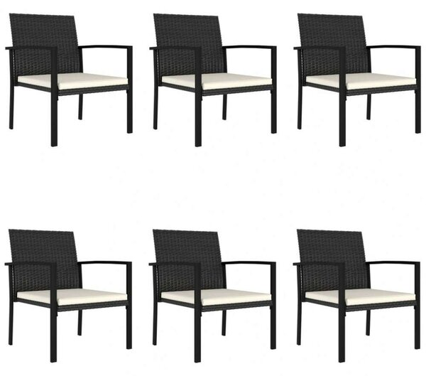 VidaXL Kerti Étkezőgarnitúra - 7 részes - Fekete Polyrattan