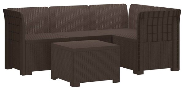 VidaXL Kerti Kanapé, 4 Személyes, Rattan Hatású, PP, Barna