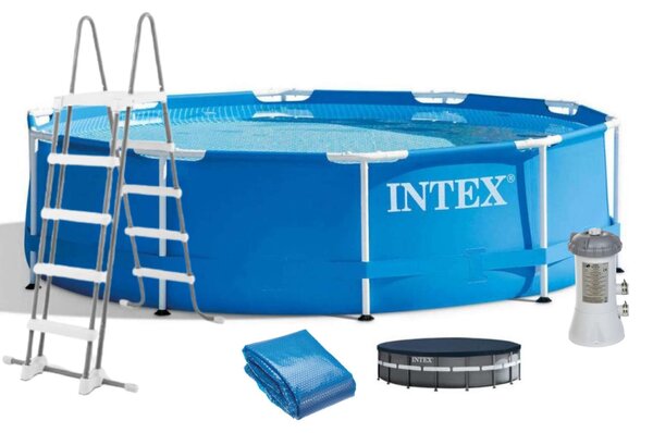Intex Metal Frame 457x122cm Fémvázas medence szett vízforgatóval, létrával és medencetakaróval (28242NP)