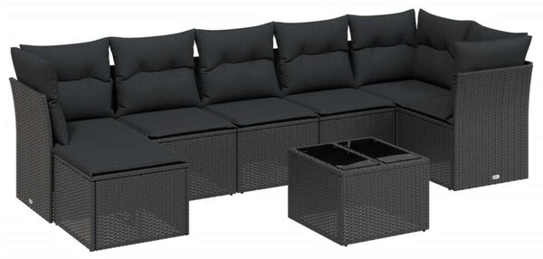 VidaXL Polyrattan Kerti Ülőgarnitúra - 8 részes - Fekete