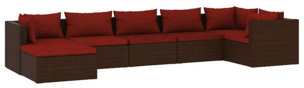 Polyrattan Kerti Ülőgarnitúra - 7 részes - Barna