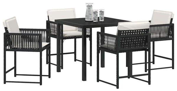 Kert étkező szett 5 pcs Fekete polirattan