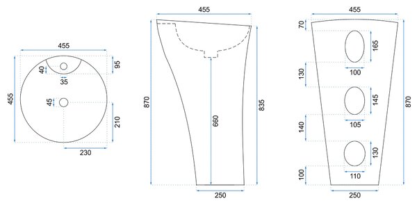 Rea Agnes, szabadon álló mosdó 455x455x870mm, fehér fényes, REA-U9906