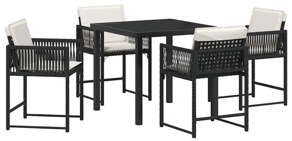 Kert étkező szett 5 pcs Fekete polirattan