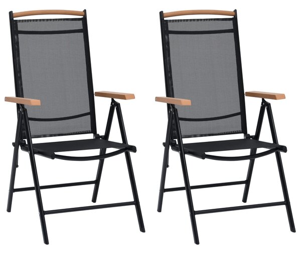 VidaXL 2 db fekete összecsukható alumínium és textilén kerti szék