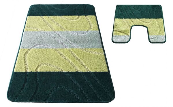 Zöld csúszásmentes fürdőszobai szőnyegek 50 cm x 80 cm + 40 cm x 50 cm