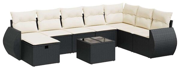 VidaXL Polyrattan Kerti Ülőgarnitúra - 9 részes - Fekete