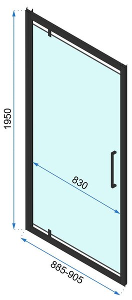 Rea Rapid Swing - zuhanykabin csuklós ajtóval 70 (ajtó) x 90 (fali) átlátszó üveg, fekete profil, KPL-009920