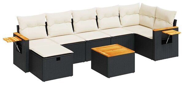 VidaXL Polyrattan Kerti Ülőgarnitúra - 8 részes - Fekete
