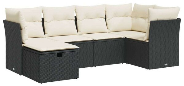 VidaXL Polyrattan Kerti Ülőgarnitúra - 6 részes - Fekete