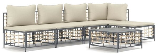 VidaXL Polyrattan Kerti Ülőgarnitúra - 6 részes - Antracit Szürke