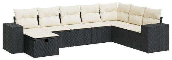 VidaXL Polyrattan Kerti Ülőgarnitúra - 8 részes - Fekete