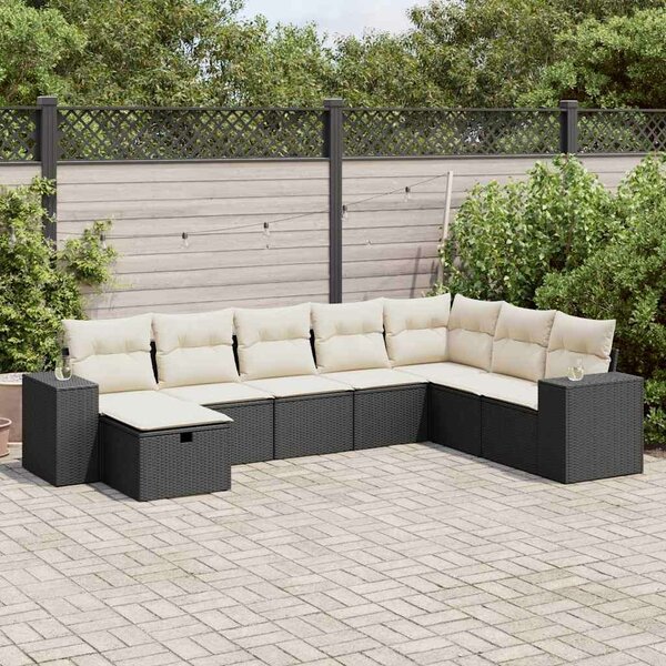 VidaXL Polyrattan Kerti Ülőgarnitúra - 8 részes - Fekete