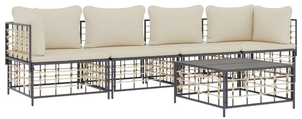 VidaXL Polyrattan Kerti Ülőgarnitúra - 5 részes