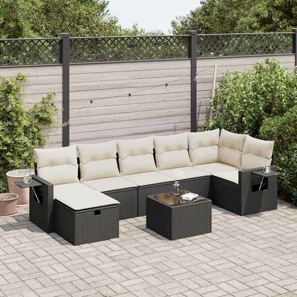VidaXL Polyrattan Kerti Ülőgarnitúra - 8 részes - Fekete