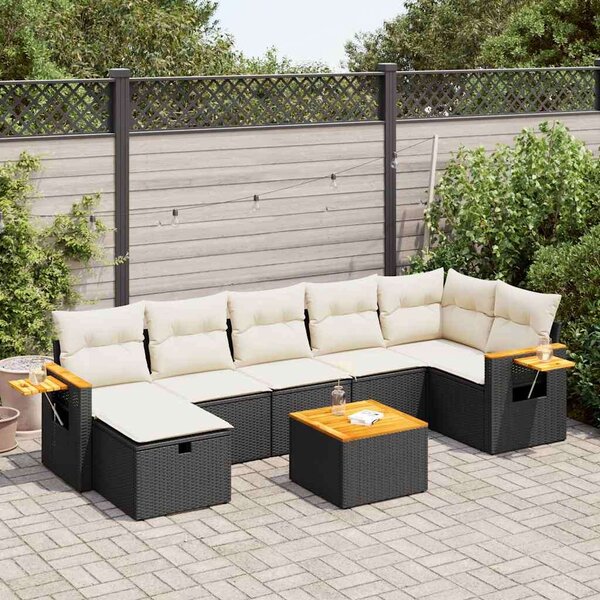 VidaXL Polyrattan Kerti Ülőgarnitúra - 8 részes - Fekete