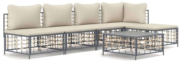 VidaXL Polyrattan Kerti Ülőgarnitúra - 6 részes - Antracit Szürke