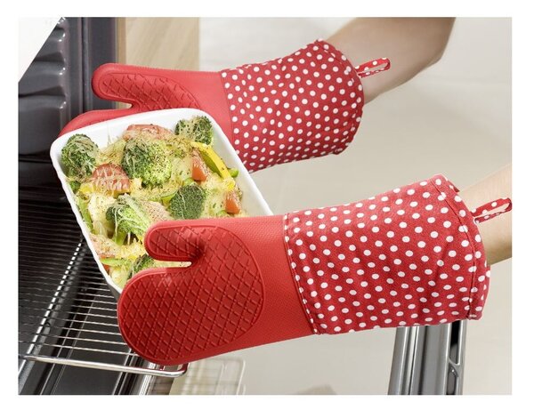 Oven 2 db piros szilikon edényfogó kesztyű - Wenko