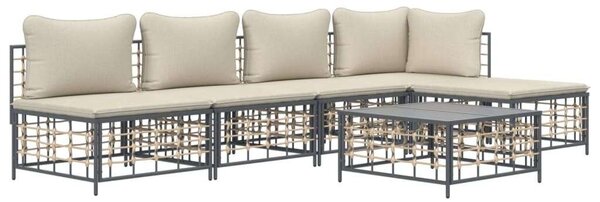 VidaXL Polyrattan Kerti Ülőgarnitúra - 6 részes - Antracit Szürke