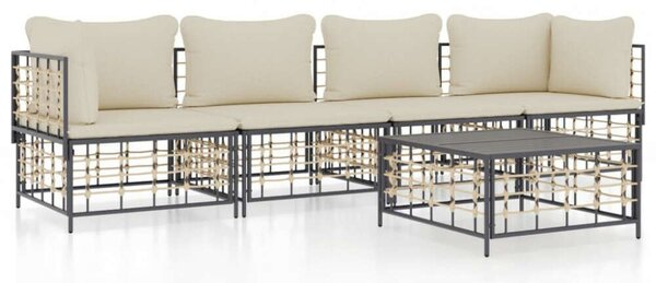 VidaXL Polyrattan Kerti Ülőgarnitúra - 5 részes