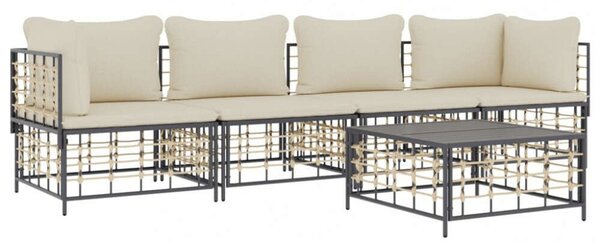 VidaXL Polyrattan Kerti Ülőgarnitúra - 5 részes