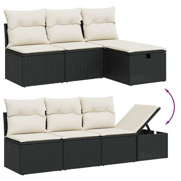 VidaXL Polyrattan Kerti Ülőgarnitúra - 8 részes - Fekete