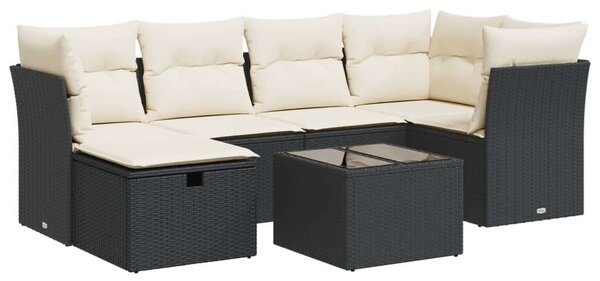 VidaXL Polyrattan Kerti Ülőgarnitúra - 7 részes - Fekete