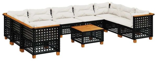 Polyrattan Kerti Ülőgarnitúra - 10 részes - Fekete