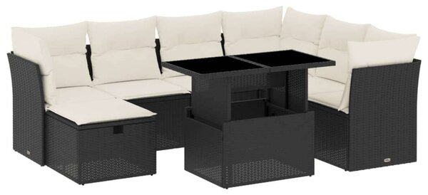 VidaXL Polyrattan Kerti Ülőgarnitúra - 8 részes - Fekete
