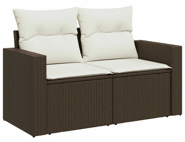 VidaXL 7 részes barna polyrattan kerti ülőgarnitúra párnákkal