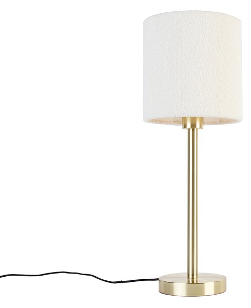 Klasszikus sárgaréz asztali lámpa búra fehér 20 cm - Simplo