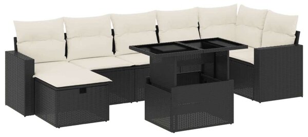 VidaXL Polyrattan Kerti Ülőgarnitúra - 8 részes - Fekete