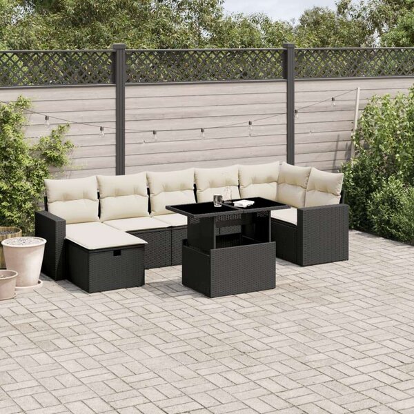VidaXL Polyrattan Kerti Ülőgarnitúra - 8 részes - Fekete