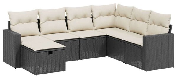 VidaXL Polyrattan Kerti Ülőgarnitúra - 7 részes - Fekete
