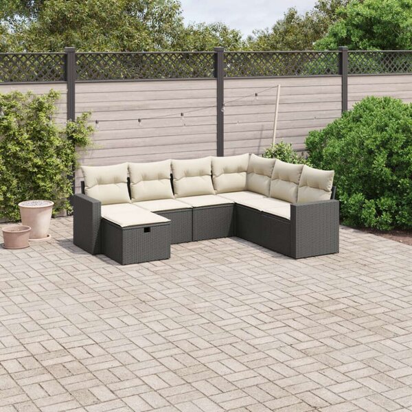 VidaXL Polyrattan Kerti Ülőgarnitúra - 7 részes - Fekete