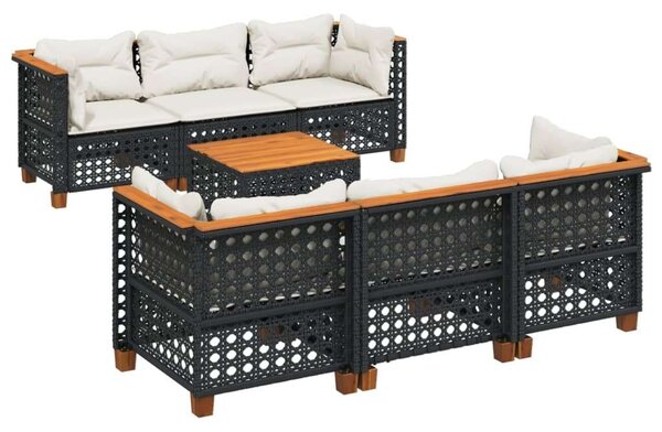 VidaXL Polyrattan Kerti Ülőgarnitúra - 7 részes - Fekete