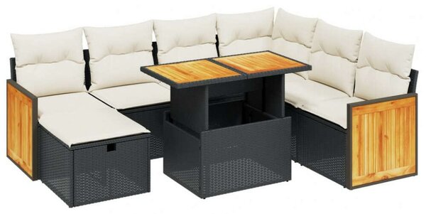 VidaXL 8 részes Kerti Ülőgarnitúra - Fekete Polyrattan
