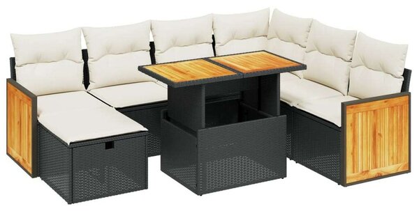 VidaXL 8 részes Kerti Ülőgarnitúra - Fekete Polyrattan